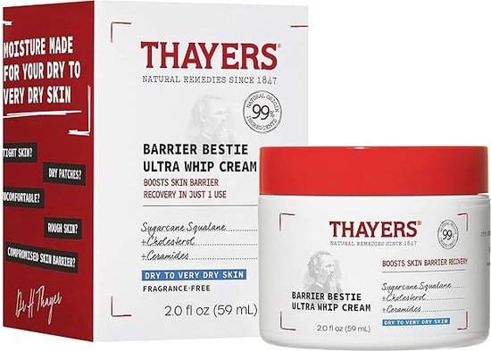 Thayers - Barrier Bestie Ultra Whip Face Cream - Moisturizer with Sugarcane Squalane and Ceramides - Skin Care for Dry to Very Dry Skin - 59ml
