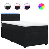 vidaXL Boxspringbed met matras, fluweel, zwart, 90x200 cm