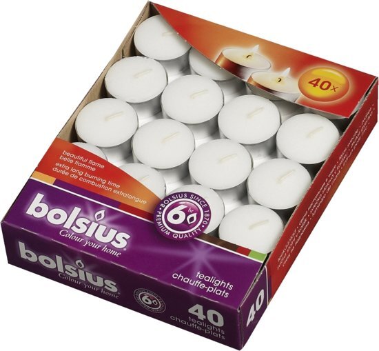 Bolsius 3 stuks theelichten box 40 6uur wit