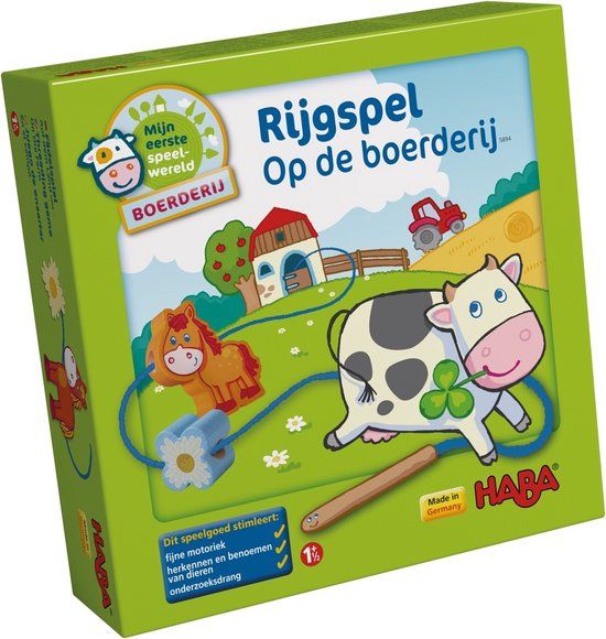 Haba Rijgspel Peuterspeelgoed Op de boerderij - Educatief spel - 2+ jaar