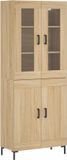 vidaXL Hoge kast 69,5x34x180 cm bewerkt hout sonoma eikenkleurig