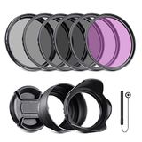NEEWER 67 mm ND-filterkit en lensaccessoires, ND2 ND4 ND8 UV FLD CPL(Circular Polarizing) filterset met lensdop/tulpvormige zonnekap