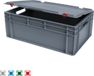 Alpac Stapelbak met deksel - Opbergbak met deksel - 600 x 400 x 240 mm - 42L - Grijs