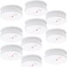 Wiltec 10 rookmelders met 9V-batterij, lange levensduur, alarmvolume 85dB, draadloze brandmelders, conform DIN EN 14604