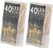 CEPEWA Guirlande lumineuse - 2x - 40 lampes - blanc chaud - à piles - 420 cm