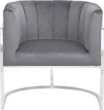 Beliani LARVIK Design Fauteuil - Grijs Fluweel - Ergonomisch - Met Armleuning