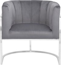 Beliani LARVIK Design Fauteuil - Grijs Fluweel - Ergonomisch - Met Armleuning