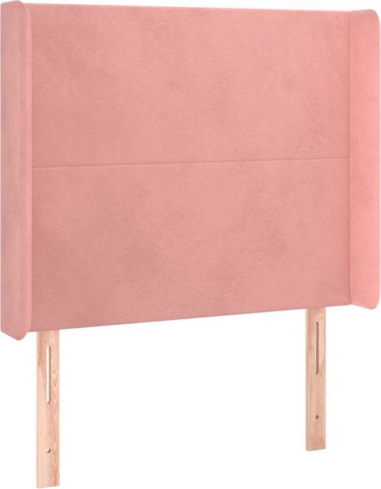 vidaXL Hoofdbord met randen 83x16x118/128 cm fluweel roze