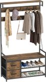 HOMCOM Garderoberek Spaanplaat, Metaal 100L x 40B x 180H cm Bruin+Zwart