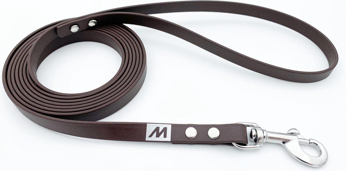 BIOTHANE Miqdi hondenriem - donker bruin - 13 mm breed - 10 meter lang - zonder handvat