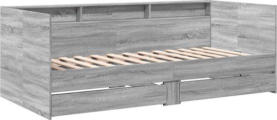 vidaXL Slaapbank met lades 90x190 cm Grijs Sonoma Eiken