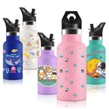 Vikaster Thermosfles met rietje, 350 ml, BPA-vrij, roestvrij staal