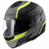 LS2 FF908 Strobe II Monza Mat Zwart H-V Geel 06 Systeemhelm - Maat XXL