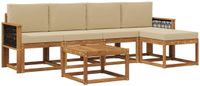 vidaXL - Buiten - bank - set - 6 - st - Natuurlijk - en - Beige - Polyester