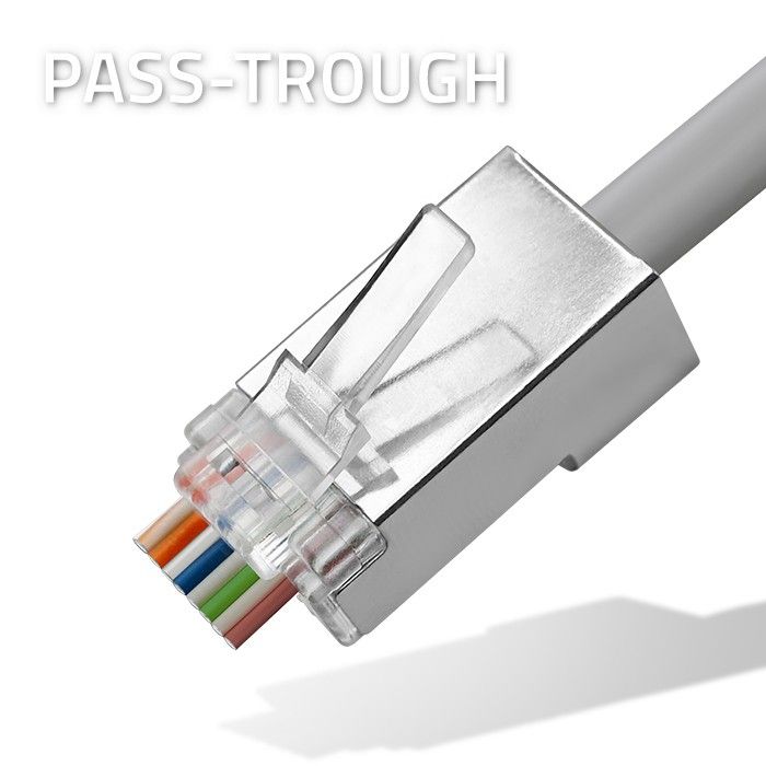 Qoltec Plug via RJ45-connector | CAT6 | FTP | Doorvoer | Vergulde contacten | 10 stuks