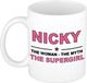 Bellatio Decorations naam cadeau mok - Nicky - Woman Myth Supergirl - koffiemok - 300 ml - collega - moederdag