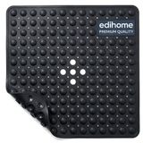 edihome, Antislip badmat, 53 x 53 cm, douchemat, bubbels met zuignap, BPA-vrij, antibacterieel, schimmelbestendig, machinewasbaar, gezinsveiligheid (Donkelgrijs, 53x53 cm)