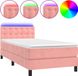 vidaXL Boxspring met matras en LED fluweel roze 80x200 cm