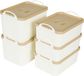 Unyqoos Boîtes de rangement blanches en plastique avec couvercle - Lot de 5 pièces