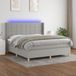 Maison Exclusive - Lit boxspring avec matelas et éclairage LED, gris, 160x200 cm, textile