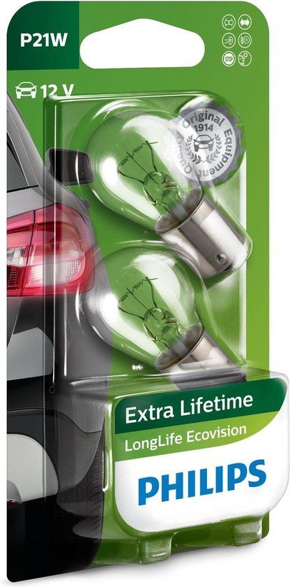 Philips LongLife EcoVision P21W - 12V - 2 stuks