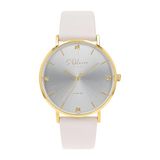 s.Oliver 2040105 Dameshorloge met lederen band en diamanten goud waterdicht 3 bar cadeau-idee