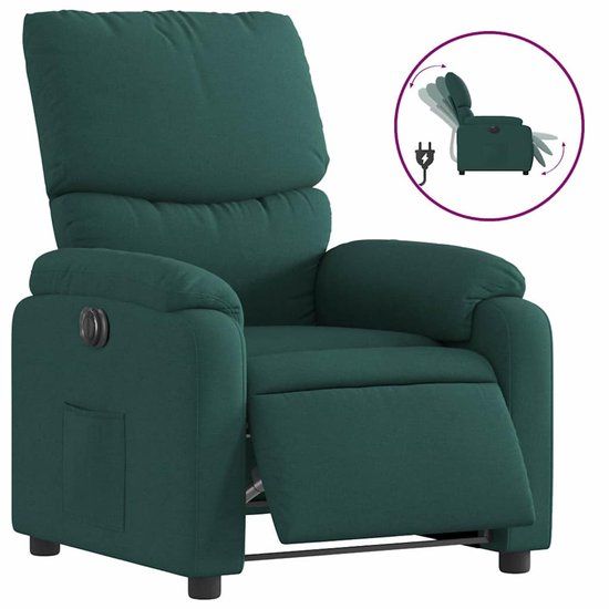 vidaXL Fauteuil verstelbaar elektrisch stof donkergroen