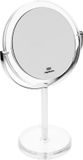 Fantasia Make-up spiegel rond - tweezijdig, normale en 10-voudige vergroting, make-up spiegel vrijstaand Ø 16cm, hoogte: 30,5cm, acryl make-upspiegel