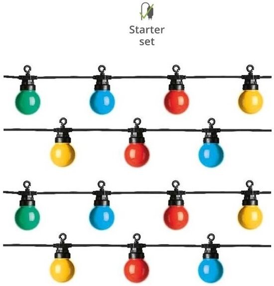 - Gekleurde lichtsnoer LED voor buiten starter set 10 meter - multi colored party lights - IP44 lichtketting