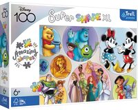 Trefl Junior - Disney, Kleurrijke Disney World - Puzzle 160 XL Super Shape - Gekke Puzzelvorm, Grote Elementen, Puzzels Met Helden van Iconische Disney-Sprookjes, Leuk voor Kinderen Vanaf 6 Jaar