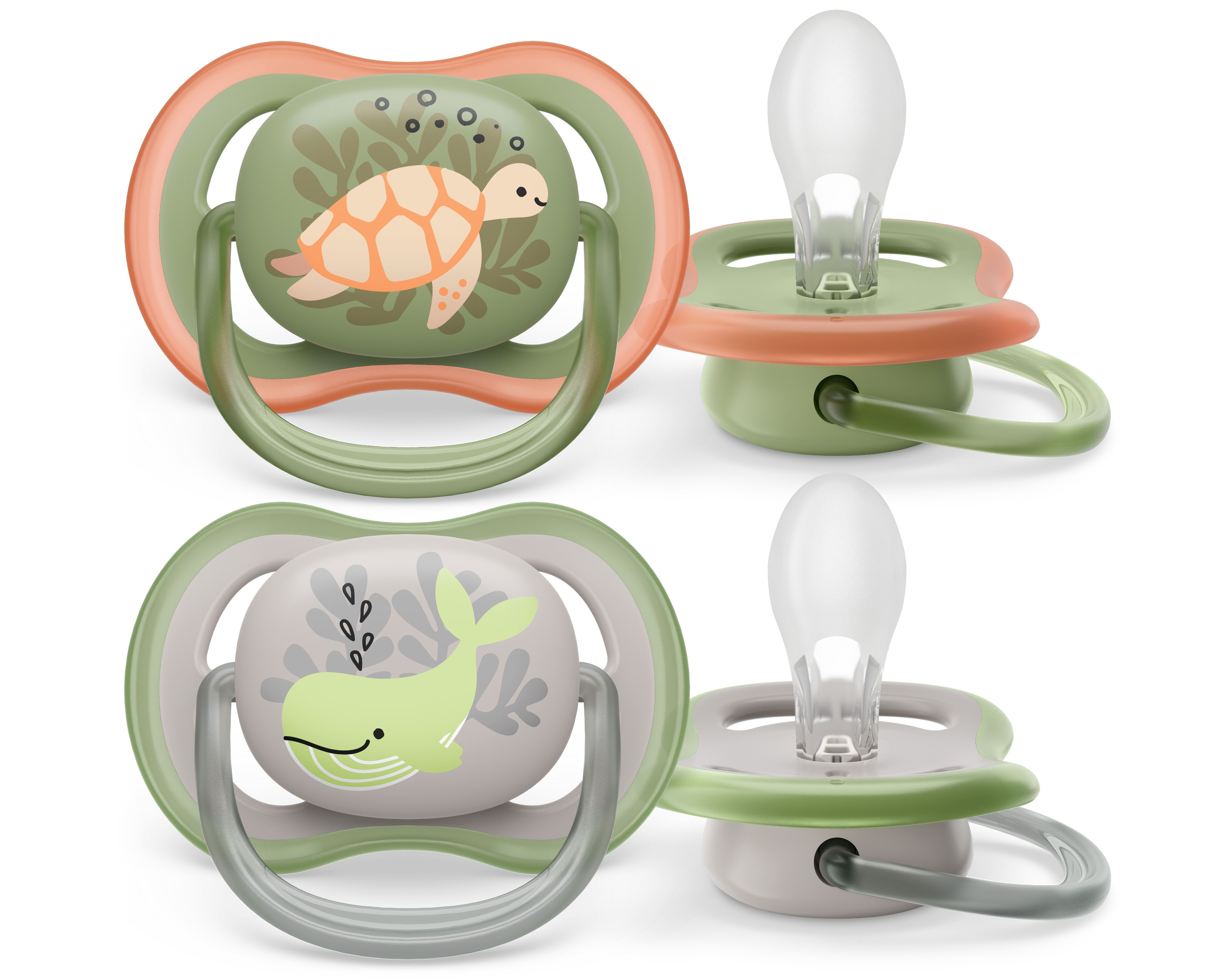 Philips Avent Ultra Air Fopspeen - 6-18 Maanden - 2 stuks - Groen/Grijs/Oranje