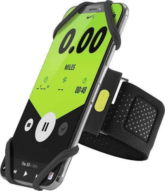 Bone Sport Telefoonhouder Run Tie - Neopreen/Siliconen Zwart - Maat L