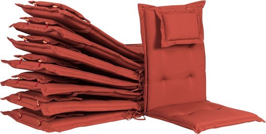 Beliani MAUI - Stoelkussen set van 8 - rood - polyester