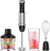 KitchenBrothers 4-in-1 Staafmixer Set - Hakmolen / Klopper / Garde / Beker - 800W - 600ML - RVS