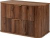 3xE living meuble suspendu 80,4 cm, noyer chêne, poignée dorée