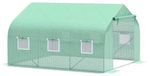 Serre - Tunnel de jardin 3,5 x 3 x 2 mètres - Toit incliné en PE - Porte et 6 fenêtres - Film résistant aux UV - Vert