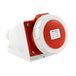 CEE 91643 Wandcontactdoos met sterke stroom, wandstekker voor kabel, 16 A, 400 V, IP67, 5-polig, met schroefdeksel, klapdeksel, outdoor, camping