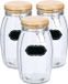 Zeller Pot de conservation/pot de conserve - 6x - 1.85L - verre - avec fermeture à levier - étiquettes incluses