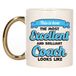 Bellatio Decorations Cadeau koffie/thee mok - excellent trainer/coach - goud/blauw - keramiek - 300 ml