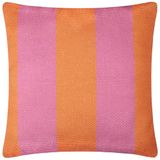 furn. Geweven buitenkussenhoes met dekstreep - omkeerbaar ontwerp met gedurfde streep, zware stof voor langdurig gebruik (oranje/roze, alleen hoes, 59 x 59 cm)