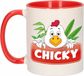 Bellatio Decorations Chicky mok - rood/wit - keramiek - 300 ml - kinder beker kip