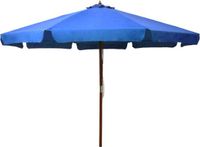 vidaXL Parasol met houten paal 330 cm azuurblauw