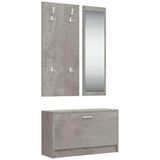 VidaXL Schoenenkastset 3-in-1 bewerkt hout betongrijs