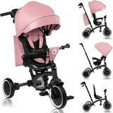 Lionelo Tris Plus Driewieler 2in1 – Kinderwagen & Driewieler – 360° Draaibare Zitting – Vanaf 9 Maanden tot 5 Jaar (25 kg) – Grote PU Anti-Lek Wielen – Verstelbare Rugleuning – Ouderstuur – Vrijloopfunctie – Inclusief Accessoireset