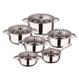 Well Home Set de 12 pièces en acier inoxydable avec fond à induction et poignées ergonomiques