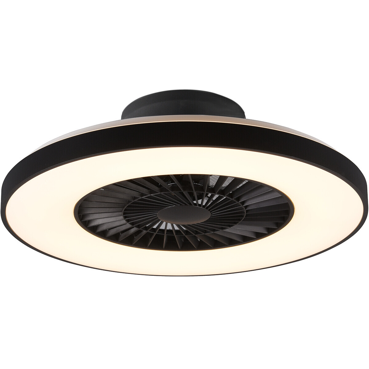 BES LED LED Plafondlamp met Ventilator - Plafondventilator - Trion Halma - 40W - Aanpasbare Kleur - Afstandsbediening - Dimbaar - Rond - Mat Zwart - Kunststof