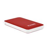 TooQ TQE-2528R - behuizing voor 2,5" harde schijven (SATA I/II/III tot 9,5 mm, USB 3.1) rood