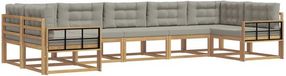 vidaXL Hoek loungeset 7-delig Wit en lichtgrijs Acacia hout