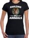 Bellatio Decorations Shoppartners Bv T-shirt tijger - zwart - dames - amazing wild animals - cadeau shirt tijger / tijgers liefhebber L