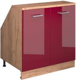 Vicco R-Line Keukenkast voor schuine wand – 80 cm met 2 deuren, kastromp 60 cm diepte Rode hoogglans
